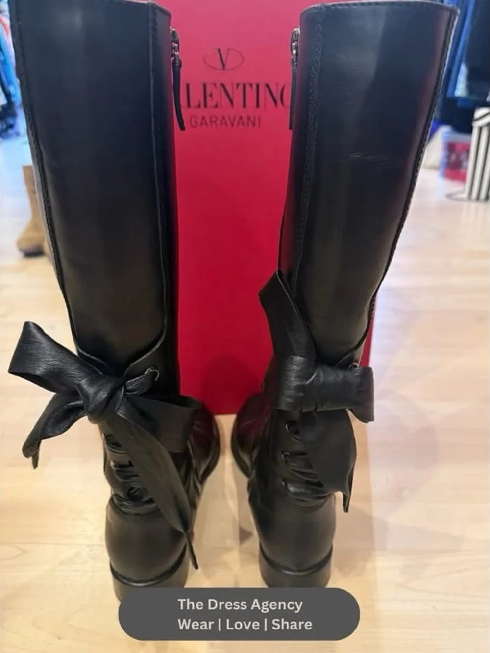 Valentino Garavani Ascot Leather Over-the-Knee Riding Boots with Back Bow Detail